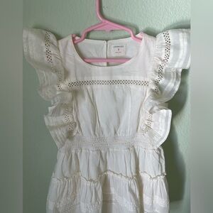 Crevo Cream Girls Occasional Dress with Lace Details, 7 yo, Crecuts